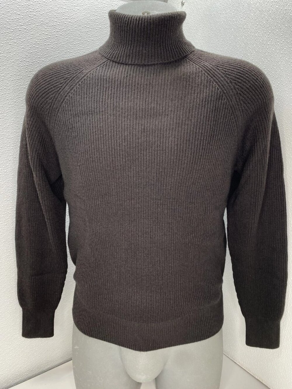 Suitsupply Mens Sweater Dark Brown Size L Long Sleeve Ribbed Turtleneck Pullover